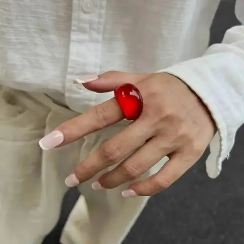 ИнгеСайт.З Бохо прозрачные многоцветные кольца из смолы