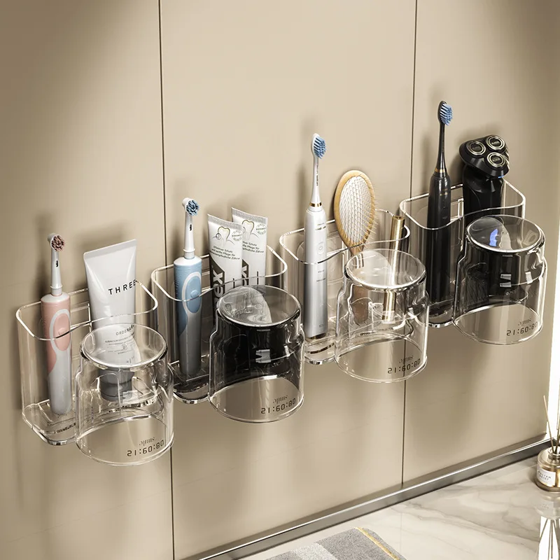 

Punch-free Toothbrush Holder Bathroom Cup Holder Wall-mounted Mouthwash Cup Holder Storage Rack Wall-mounted Toothbrush Holder