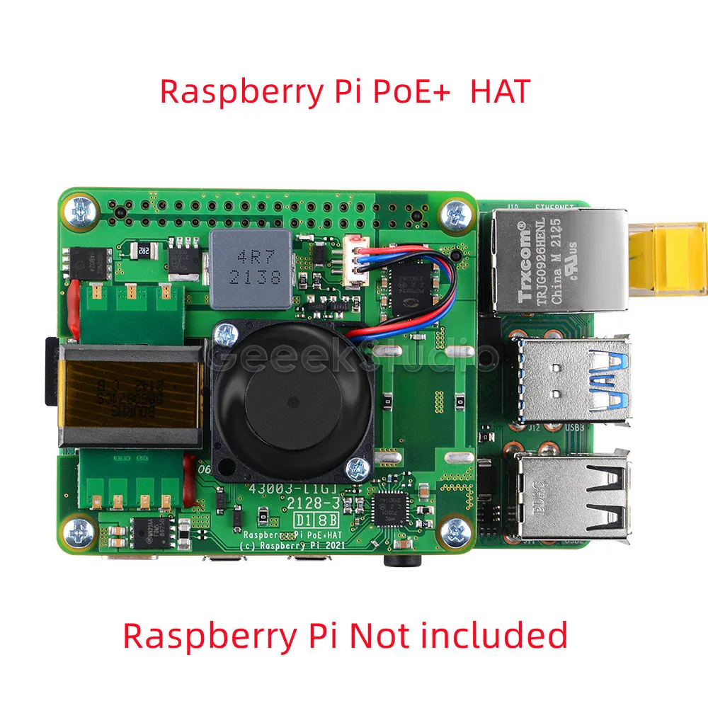 

Raspberry Pi PoE HAT Module Expansion Board IEEE 802.3at-2009 PoE with Cooling Fan for Raspberry Pi 4B / 3B+