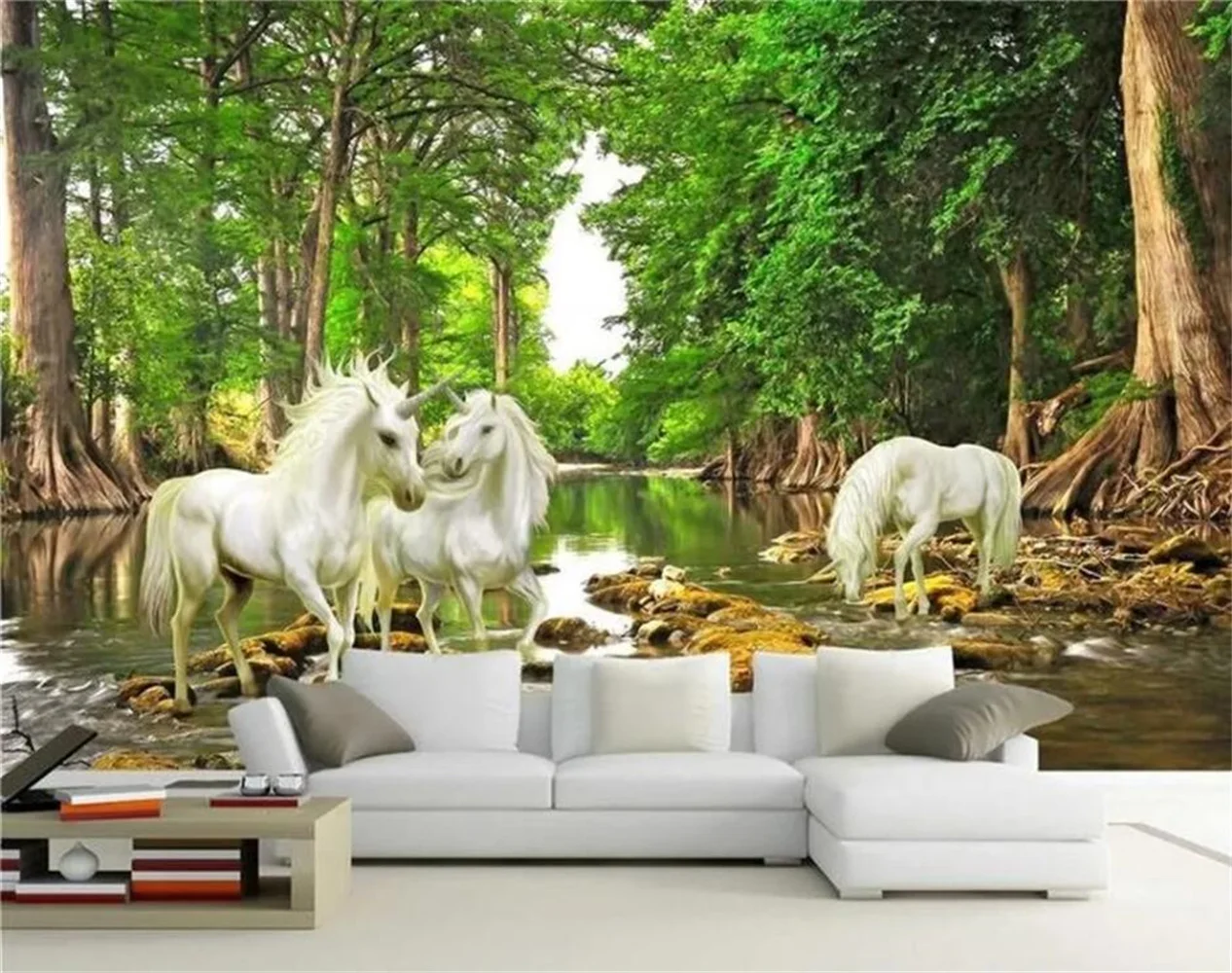 beibehang 3D wallpaper/custom photo HD mural/Alone wildebeest river forest/mural/TV/sofa/Bedroom/KTV/bar/Hotel/living room