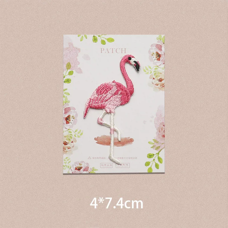 1 Piece Embroidered Flamingo Patch for Kid's Clothes DIY Decoration Animal Repair Hole Big and Small Size