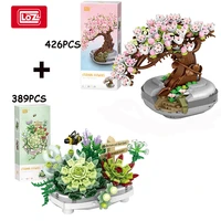 loz sakura mini building blocks flower block bouquet bonsai city diy bricks cherry mini tree decoration block case diy gifts