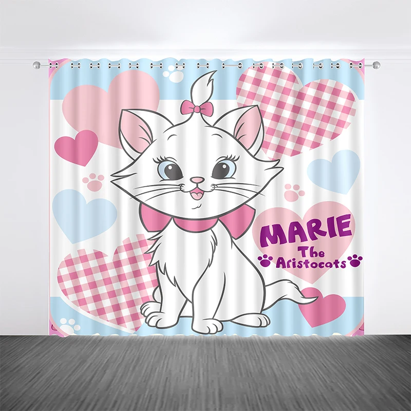 

3D 2 Panels Disney Mary Cat Window Curtains for Children's Room Blackout Curtain for Living Room Custom Curtains Home Textiles