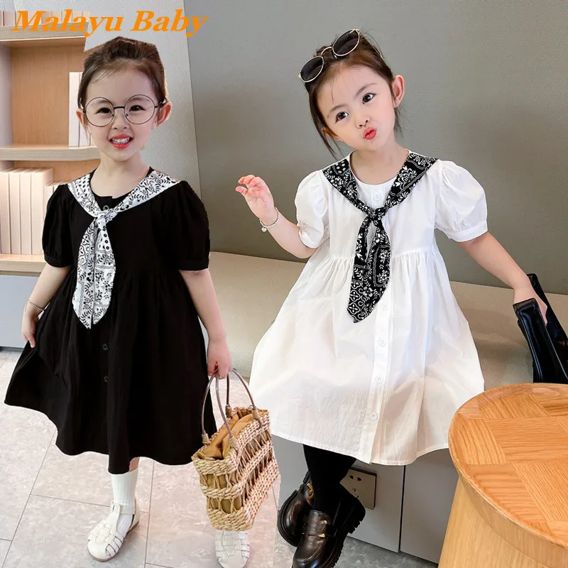 

MALAY BABY Toddler Girls Sweet Dress 2022 Summer New Fashion Floral Tie Princess Party Dresses 2-7 Years Cute Children's Costume