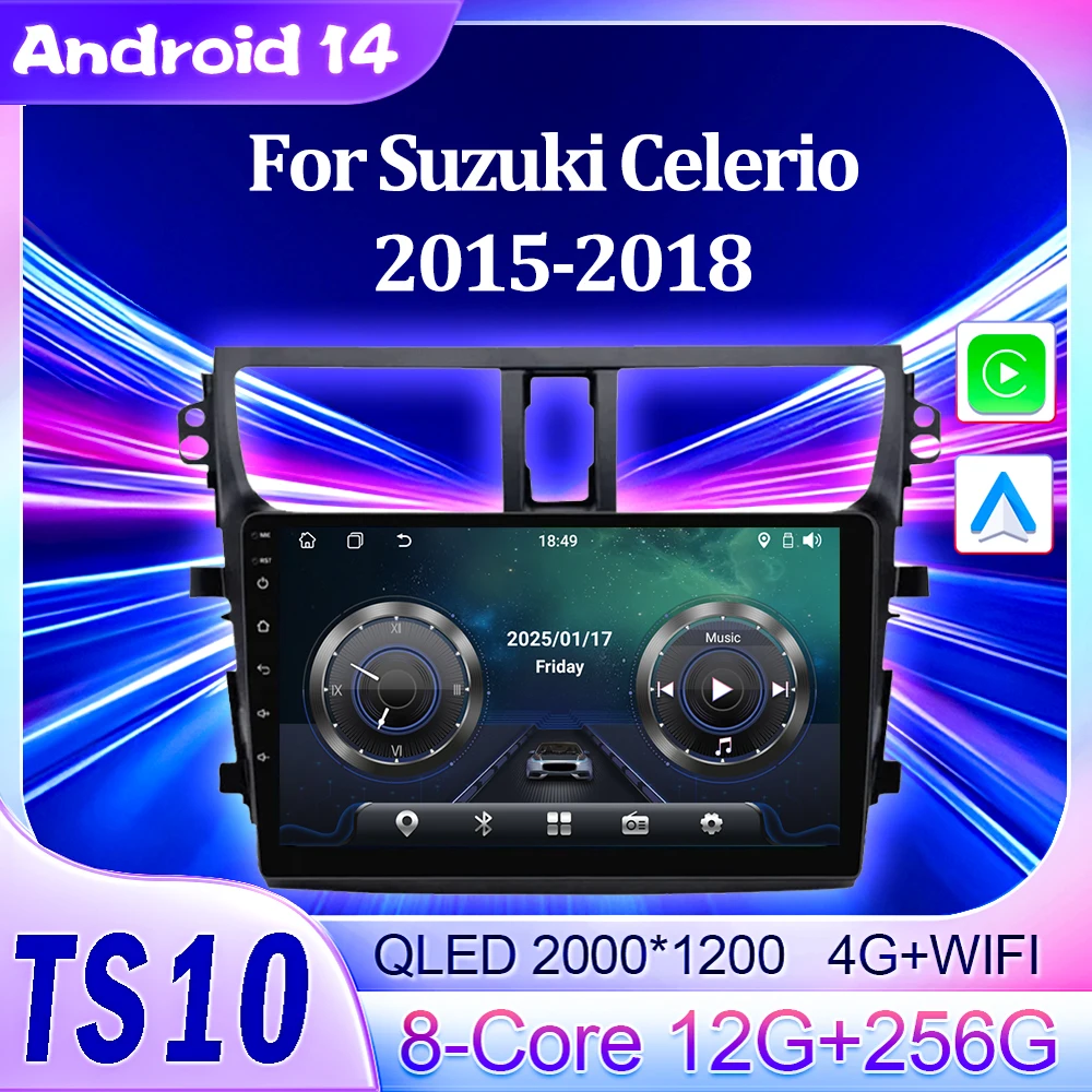 9-дюймовый 2DIN Android 14 для Suzuki Celerio 2015-2018 IPS сенсорный экран BT FM радио GPS-навигатор