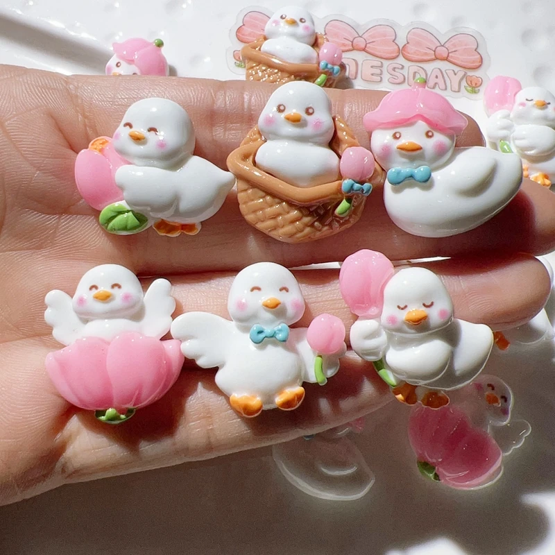

New Product Bright Surface Happy Duckling Son Series 10Pcs Resin Scrapbook DIY Jewelry Hairpin Decoration Accessories