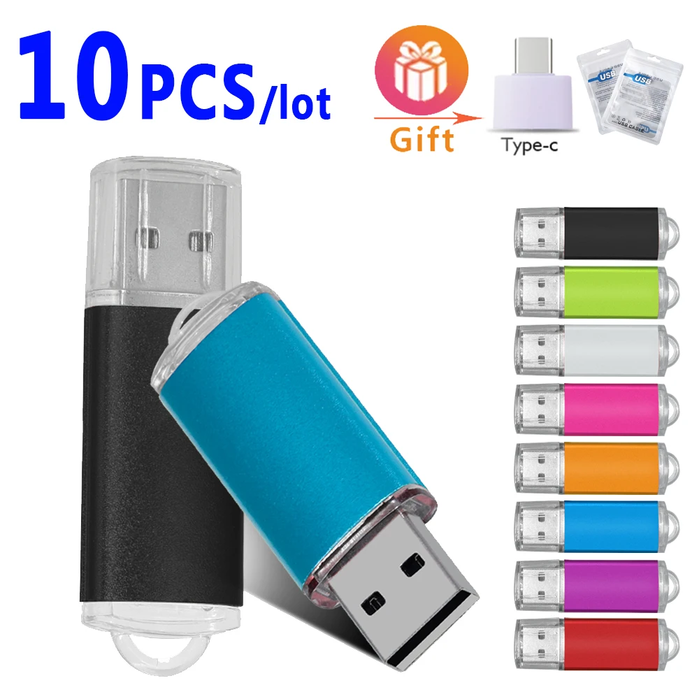 

10pcs/lot Usb 2.0 Flash Drive 64gb Memory Stick 8gb 4gb Pendrive 16gb Metal U Disk OTG Pen Drive 32gb Free Logo meeting gifts