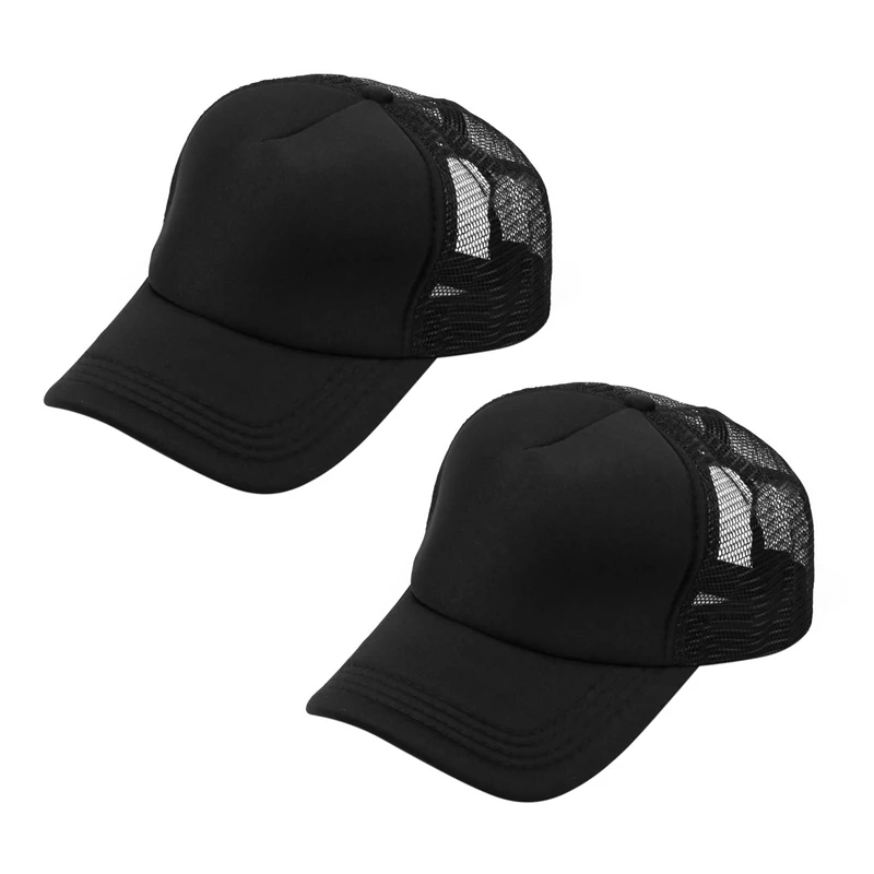 

2X Mens Half Mesh Adjustable Trucker Cap Baseball Hat