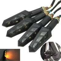 4pcs 12v universal flicker flowing 6 led motorcycle turn signal indicators blinkers flexible amber light motorcycle accessories