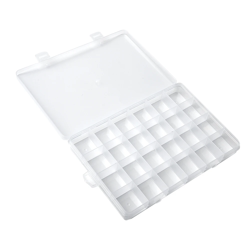 

24 Compartments Plastic Clear Box Jewelry Bead Storage Jewelry Earring Bead Screw Holder Case Display Organizer Cont