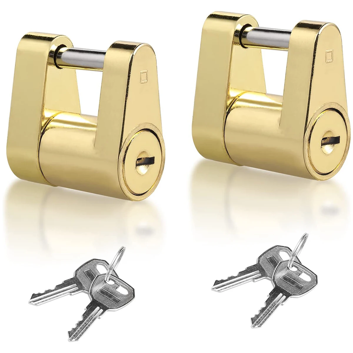 

2022 New 2Pcs Trailer Tongue Coupler Locks with 4 Keys Dia 1/4 Inch Span 3/4 Inch Trailer Hitch Coupler Lock Zine-alloy Coupler
