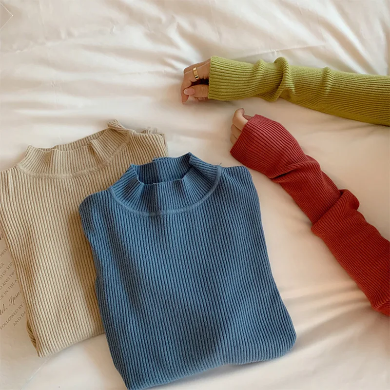 

Early Autumn Knitted Turtleneck Women's Sweaters 2022 Korean Version Slim Basic Pullovers Simplicity Cozy Fashion Skinny Sweater