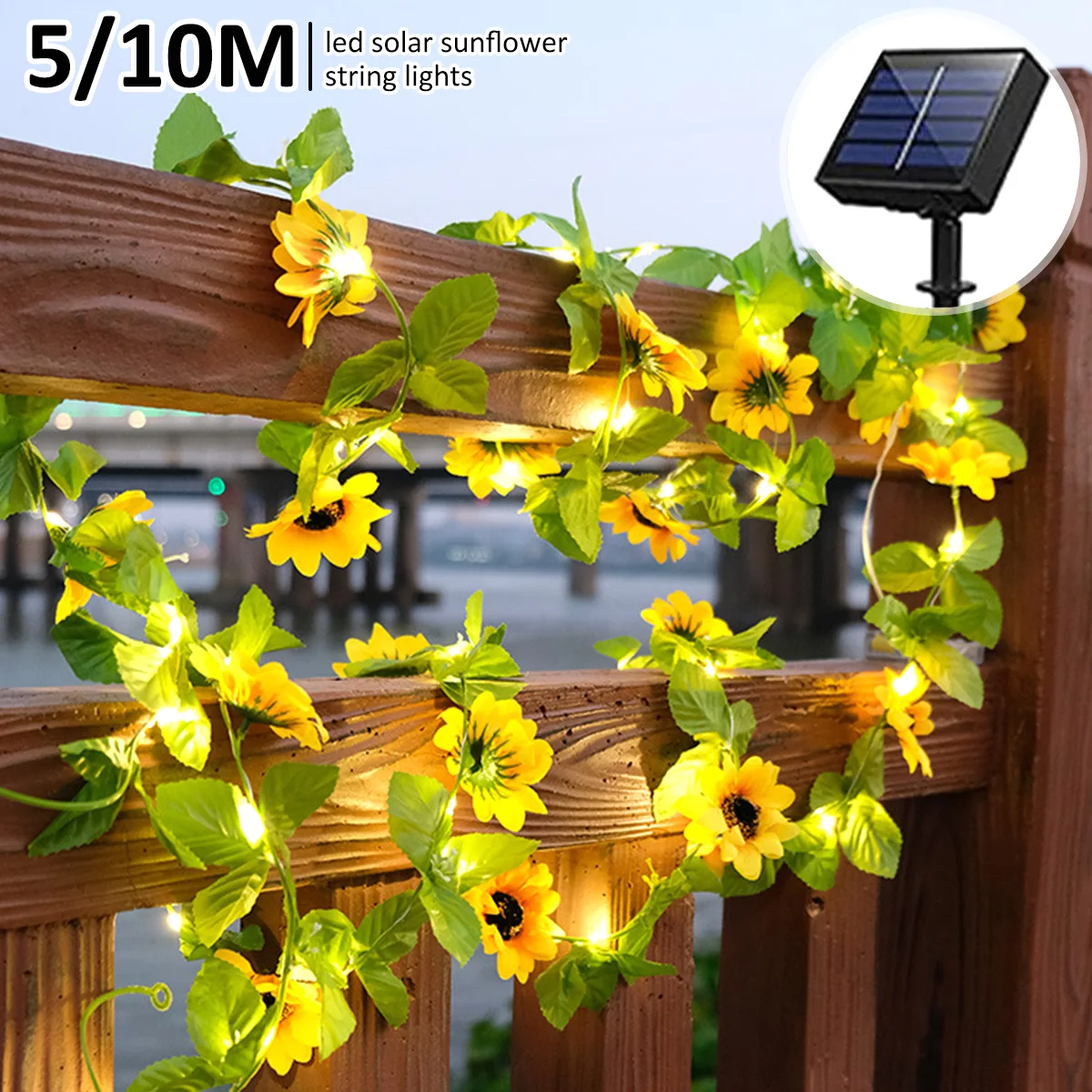 NewSolar Sunflower String Lights LED Artificial Flower Garlands Light with 8 Modes IP65 Waterproof Solar Powered Fairy String