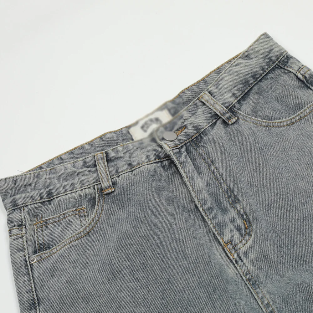 American Hip Hop Star Embroidery Washed Old Men Jeans Pants Y2K Straight Oversized Denim Trousers Loose Streetwear Pantalones