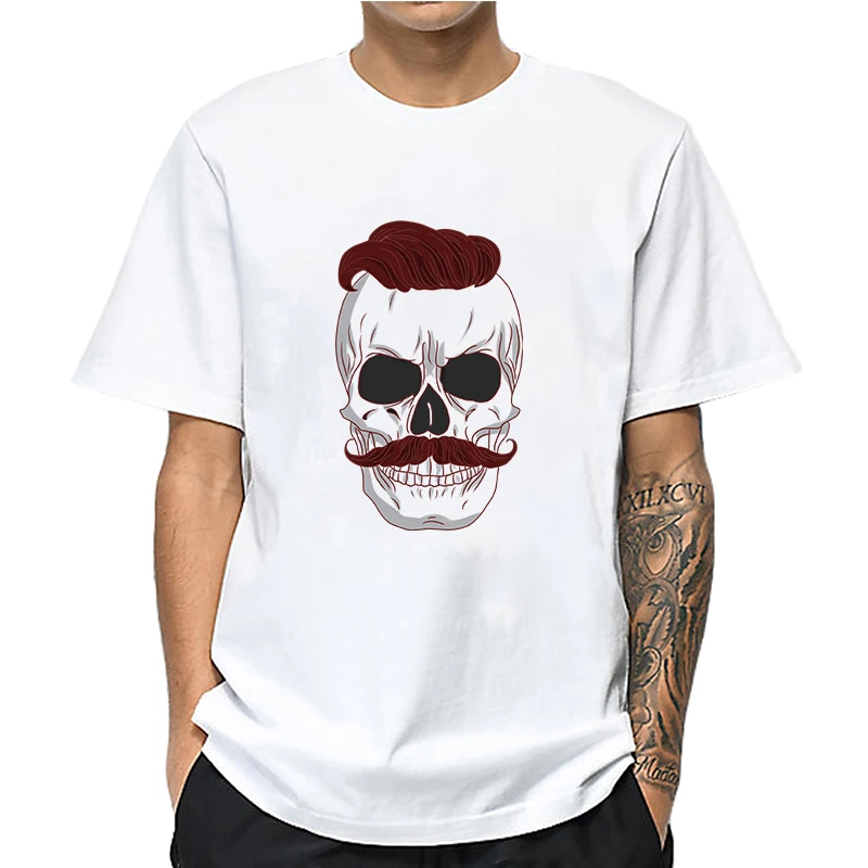 

Футболка мужская с изображением черепа зрелого человека, хлопковая Простая рубашка в стиле Харадзюку, топ, уличная одежда, подарок бойфренд...