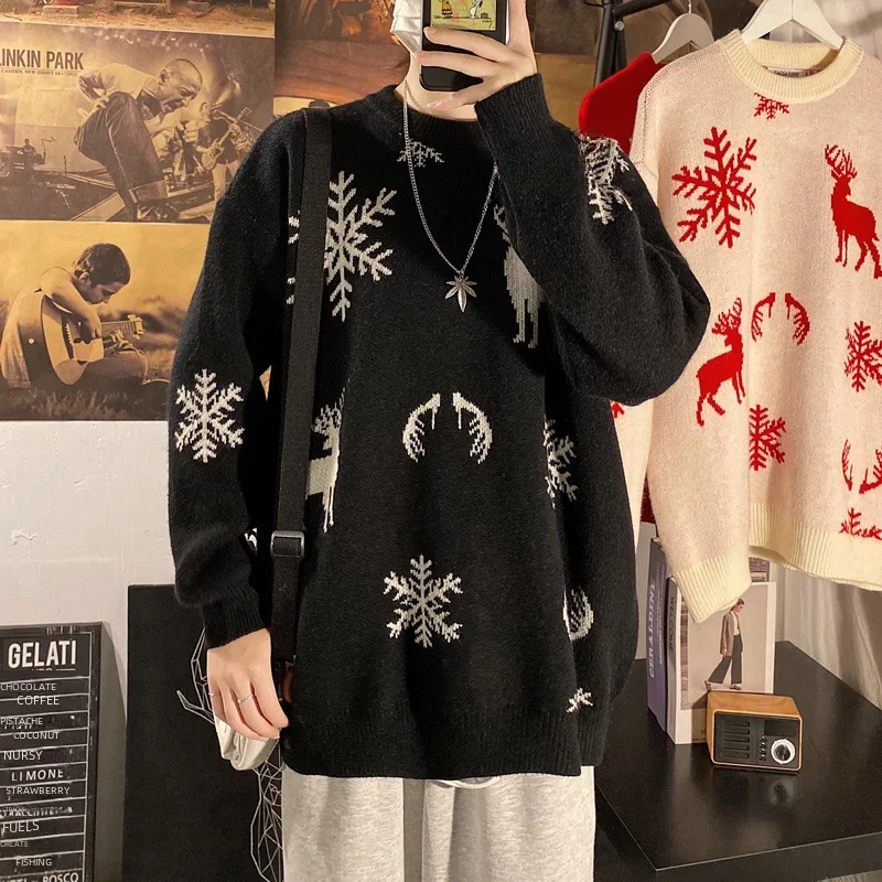 Новогодняя Рождественская мужская свободная базовая рубашка для пар 2020 модная