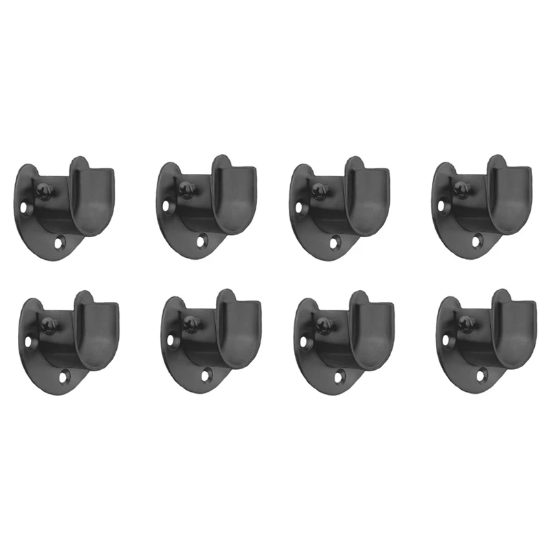 

New 8X Stainless Steel Hanger Rod Bracket U-Shaped Open Socket Bracket Shower Curtain Rod End Support Flange