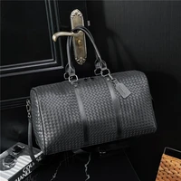 luxury business men crossbody bags handbag high capacity travel totes fashion woven leather travel hand bag men shoulder bags