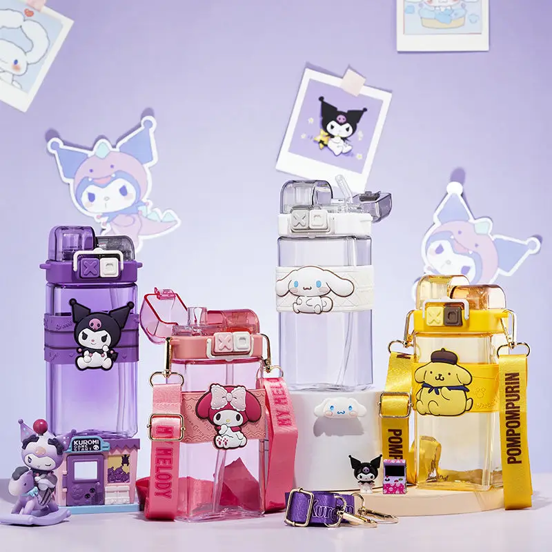 

520 г., Mlsanrio, Детская кружка, бутылка для воды, милая мультяшная кружка Mymelody Cinnamoroll с защитой от проливания, портативная кружка для напитков для малышей