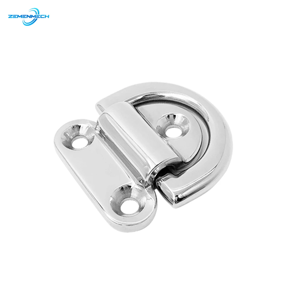 

Boat Accessories 54*49mm Marine Grade 316 Stainless Steel Boat Folding Pad Eye Lashing D Ring Tie Down Cleat for Yacht Hardware
