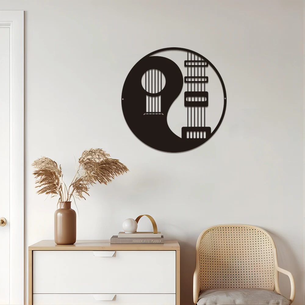 1 шт. гитара Yinyang металлическое настенное искусство Металлический Настенный