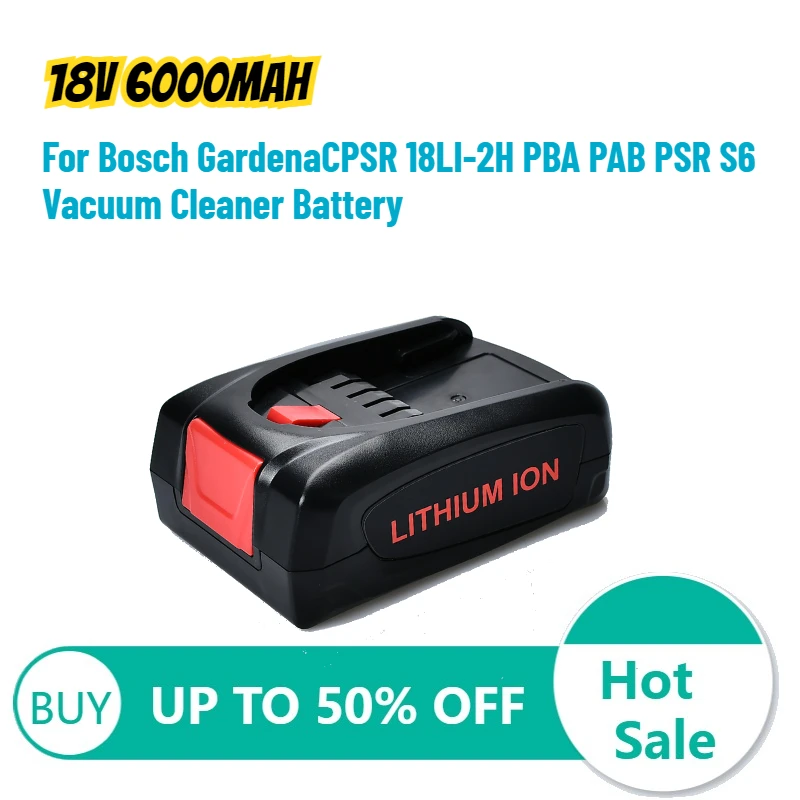 Фото Литиевая батарея 18В 6000мАч для пылесосов Bosch Gardena CPSR 18LI-2H PBA PAB PSR S6, высококачественная, большой емкости №1