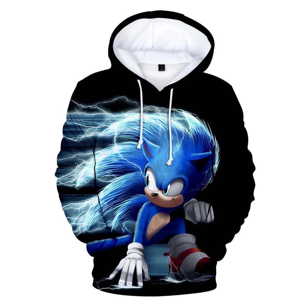 

Новая модная толстовка с капюшоном и принтом в стиле аниме Sonic Shadow The Hedgehog, крутая повседневная куртка, детская одежда