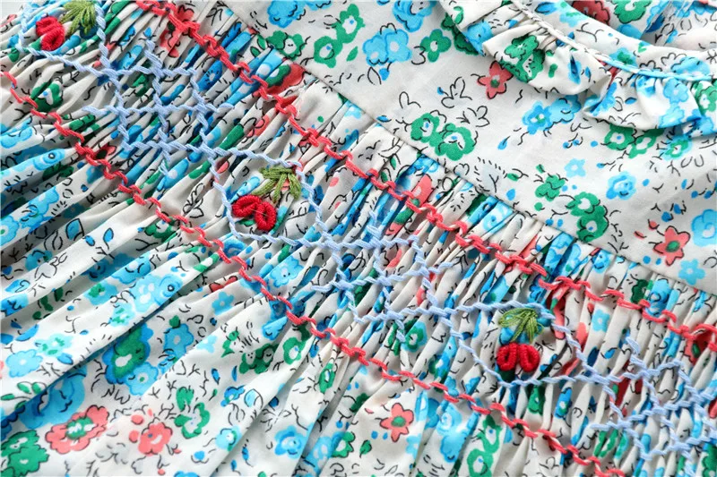 Spring Summer Baby Girl Smocked Vintage Dress Newborn Print Floral Dresses Infant Princess Party For Toddle 1-5Years | Детская одежда и