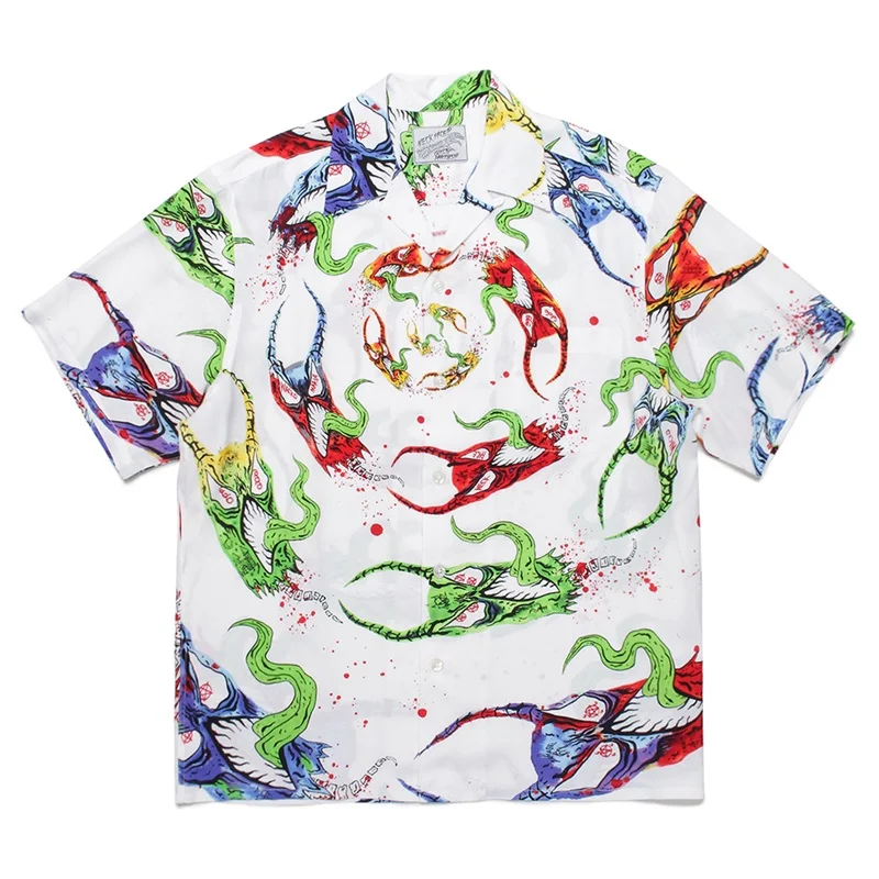 

WACKO 2023 New Shopping Casual Shirt Men's and Women's Printed V-neck Shirt Men's and Women's Short Sleeve Shirt