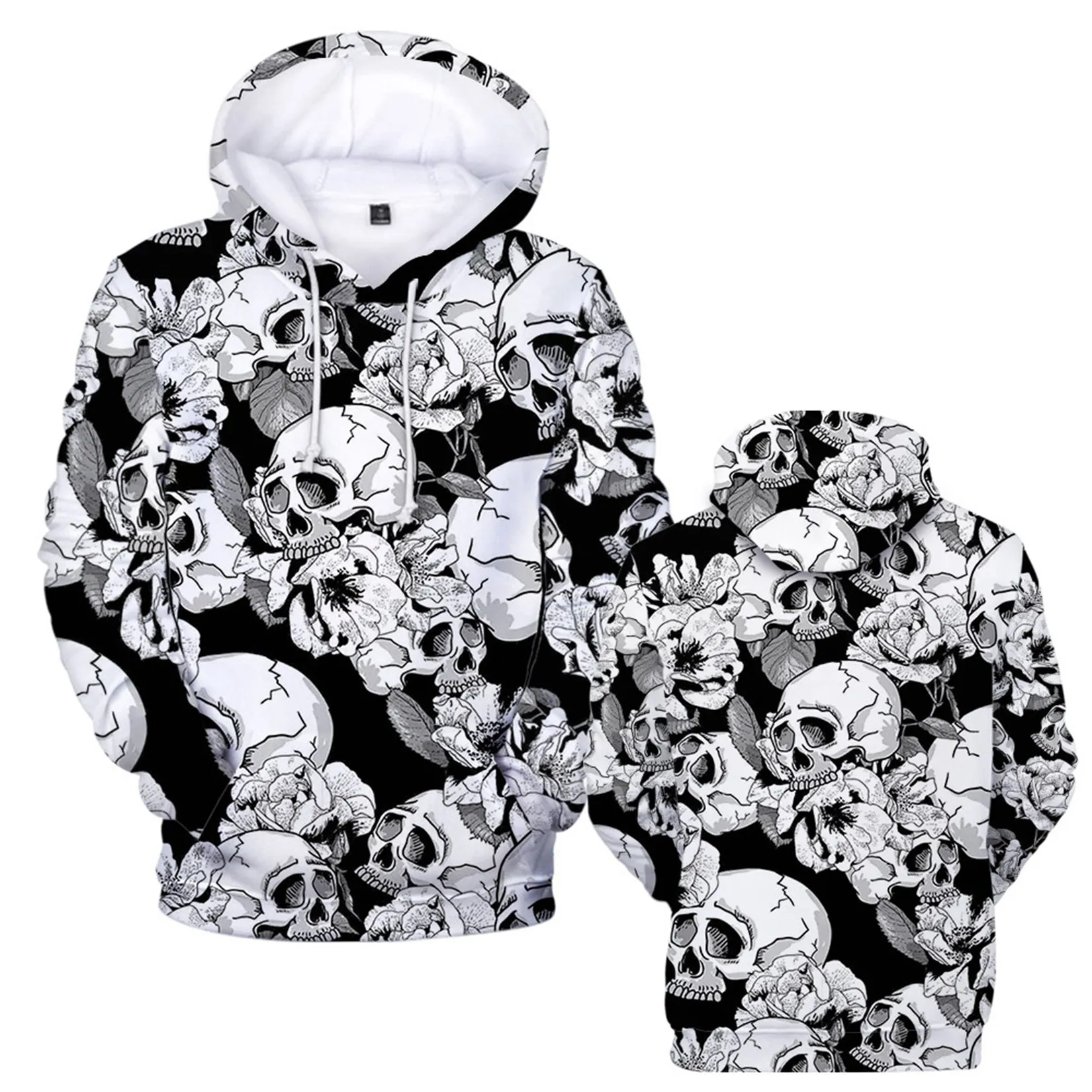 Oversized Hoodie Halloween Skeleton Hoodie Sweatshirt Horror Cosplay Party Costume Tops