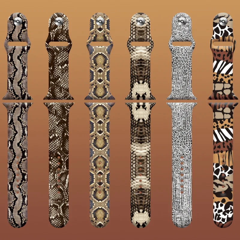 Print Belt Silicone Strap Solo Loop For Apple Watch Band 49mm 44mm 8 SE 7 6 5 4 3 Strap 42mm 38 45mm 41mm Animal Bracelet iWatch