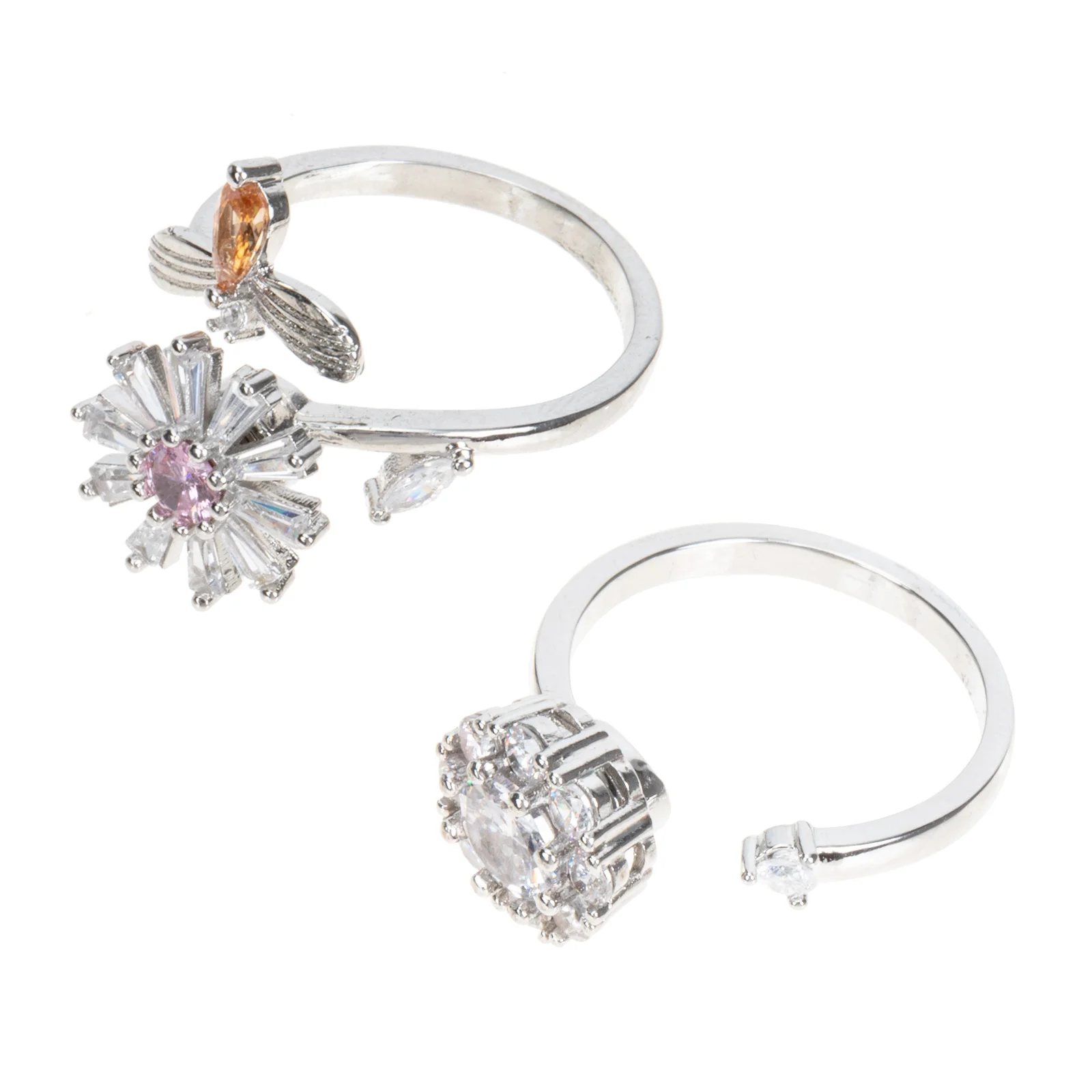 

2 Pcs Finger Rings Rotatable Ring Jewelries Chic Female Finger Rings