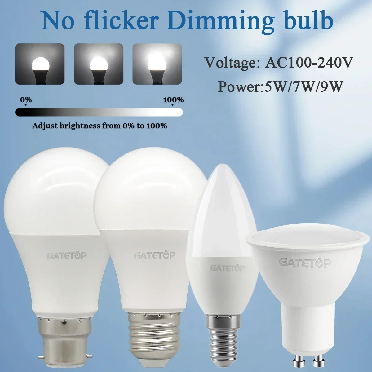 5 шт. E27 B22 E14 GU10 светодиодная лампа с регулируемой яркостью 3000K/4000K/6000K теплый