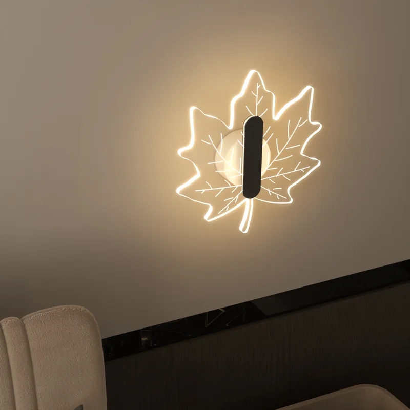 

New LED Wall Lamp Ceiling Bedroom Bedside Lighting Modern Living Room Sconce Maple Leaf Corridor Aisle Indoor Home Decor Light