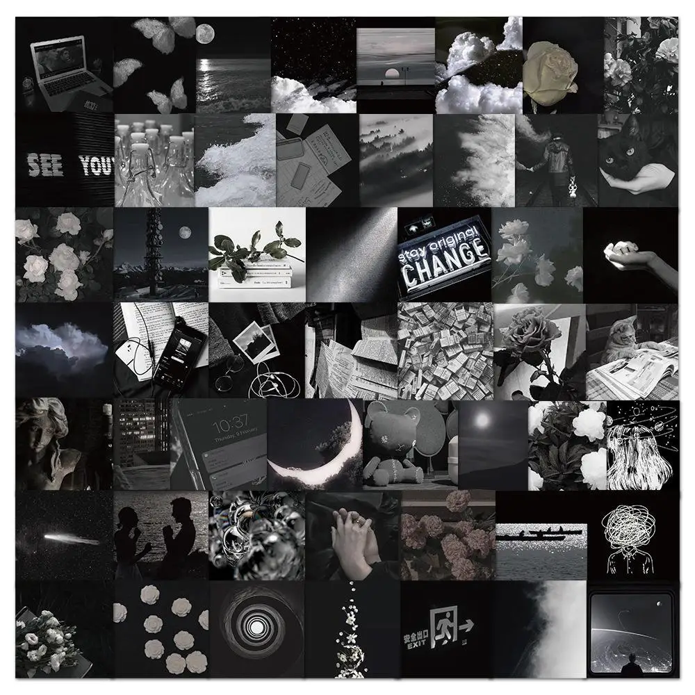 

10/30/50PCS Cool Popular Ins Black Moonlight Stickers Pack Skateboard Guitar Decoration DIY Laptop PVC Graffiti Decal Wholesale