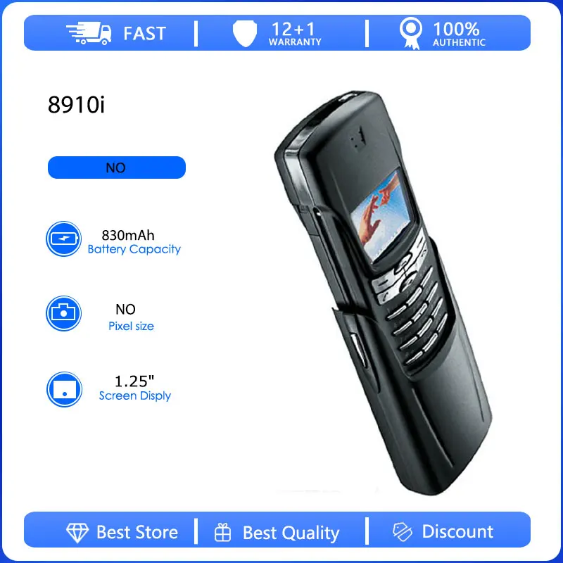 Фото Оригинальный восстановленный мобильный телефон 8910i 2G с одной SIM-картой, разблокированный GSM 900/1800, с русской, арабской, ивритской клавиатурой, произведено в Финляндии №1