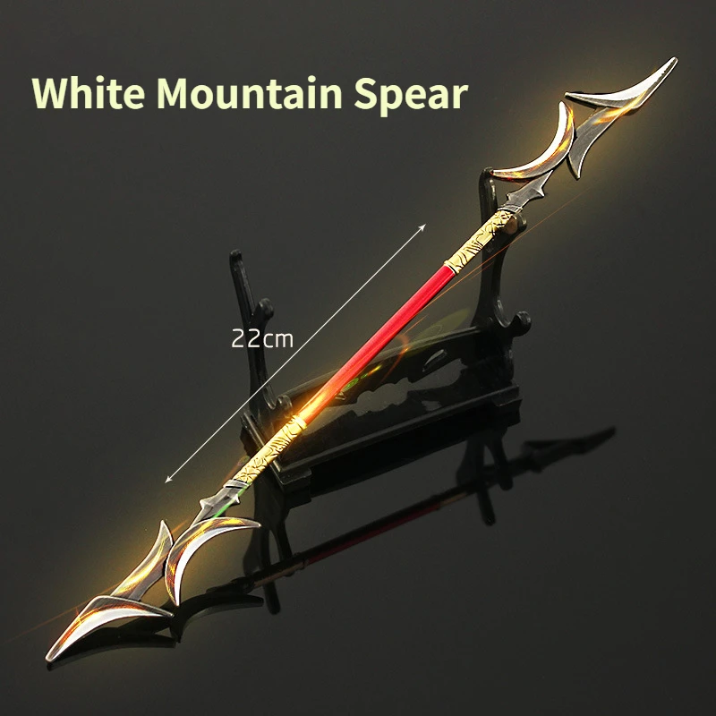 

Breaking The Sky Animation Peripheral Weapons 22cm Breaking Weapons White Mountain Spear Alloy Weapon Model Ornamental Toys