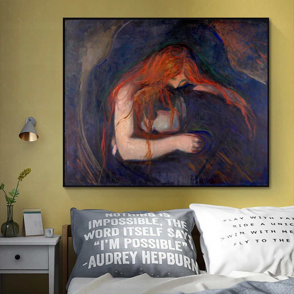 

Картина на холсте Love and Pain вампирский плакат By Munch Импрессионизм