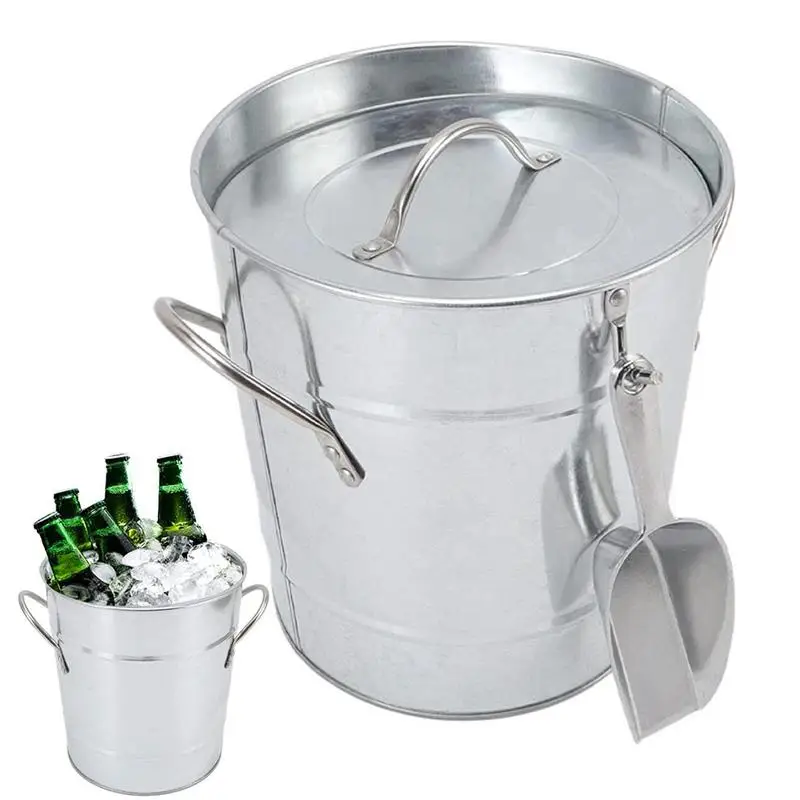 

Ice Bucket For Parties Cocktail Wine Drink Bar Supplies With Scoop And Handle Sturdy Galvanized For Picnic Social Activities