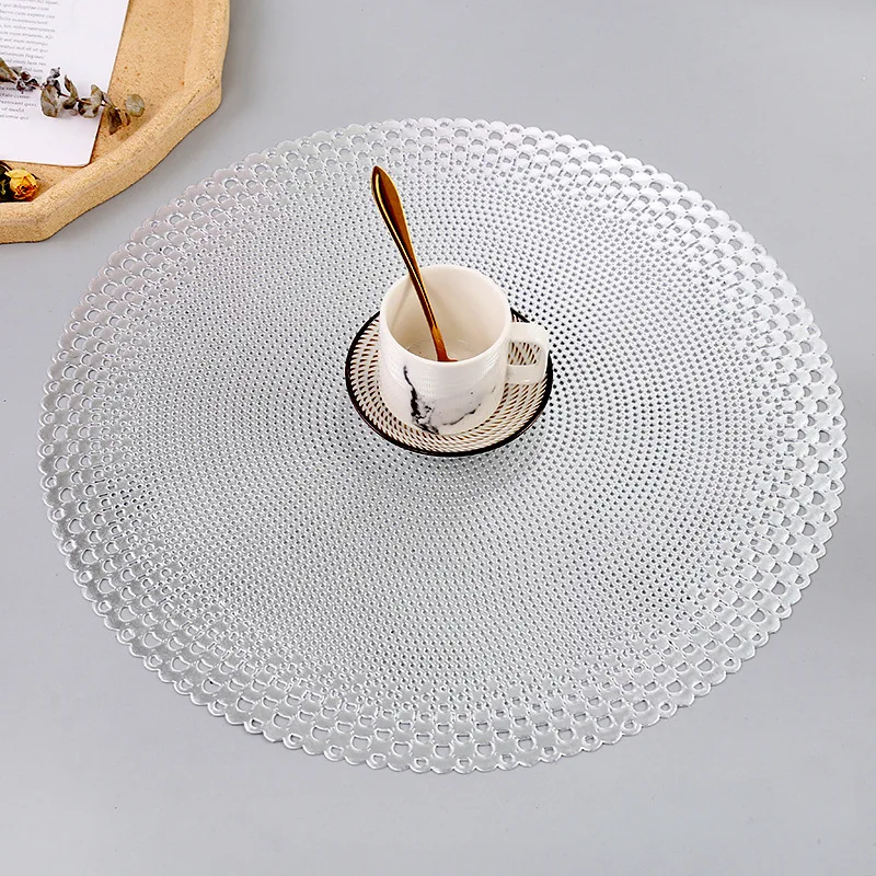 

4pcs Round Hollow Placemat Insulated Non Slip PVC Table Insulation Pads Cup Coaster Kitchen Dinner Table Decoration Accessories