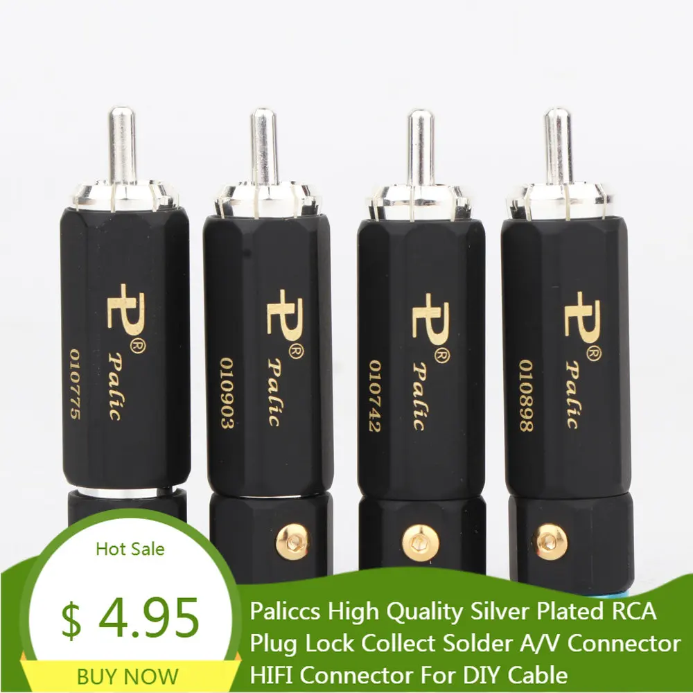 

Paliccs High Quality Silver Plated RCA Plug Lock Collect Solder A/V Connector HIFI Connector for DIY cable