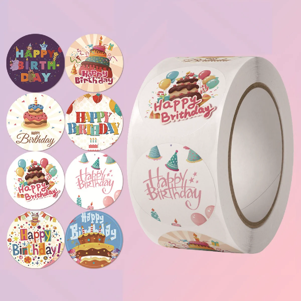 

500pcs 8 Styles Happy Birthday Stickers Party Gift Packaging Seal Labels for Envelope Scrapbooking Cards Decoration