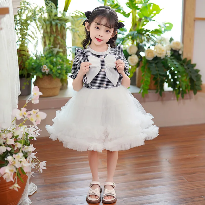 

Plaid Summer Dress Lace Princess Dress Sweet Girl Dress Cute Ball Gown Brithday Dress Kids Party Dress Kids Dresses for Girls