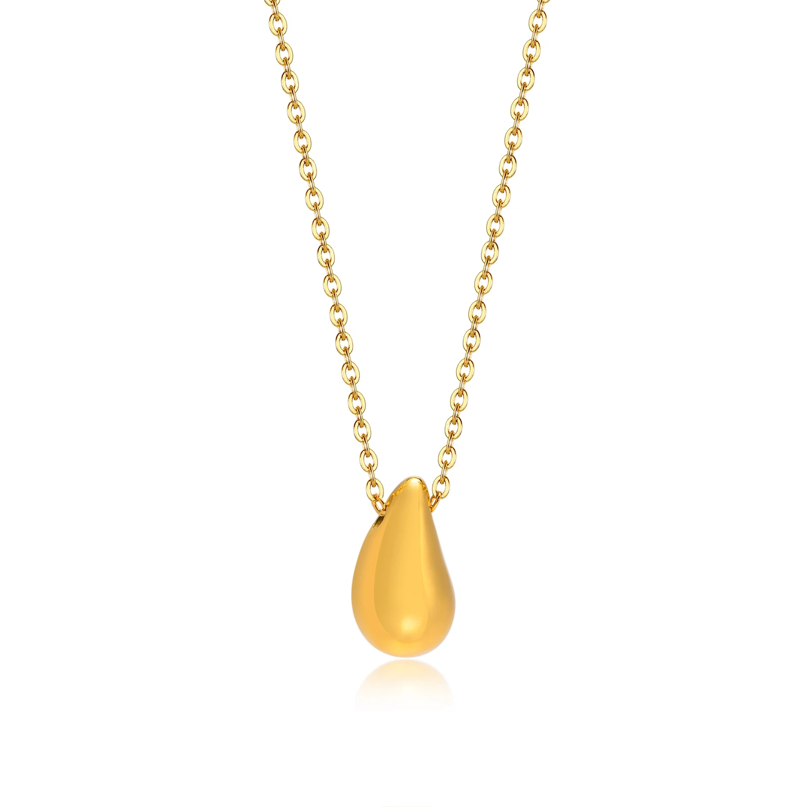 

Chic Waterdrop Necklaces for Women Gift Jewelry, Simple Water Drop Pebble Style Pendant with Adjustable O Chain Collar
