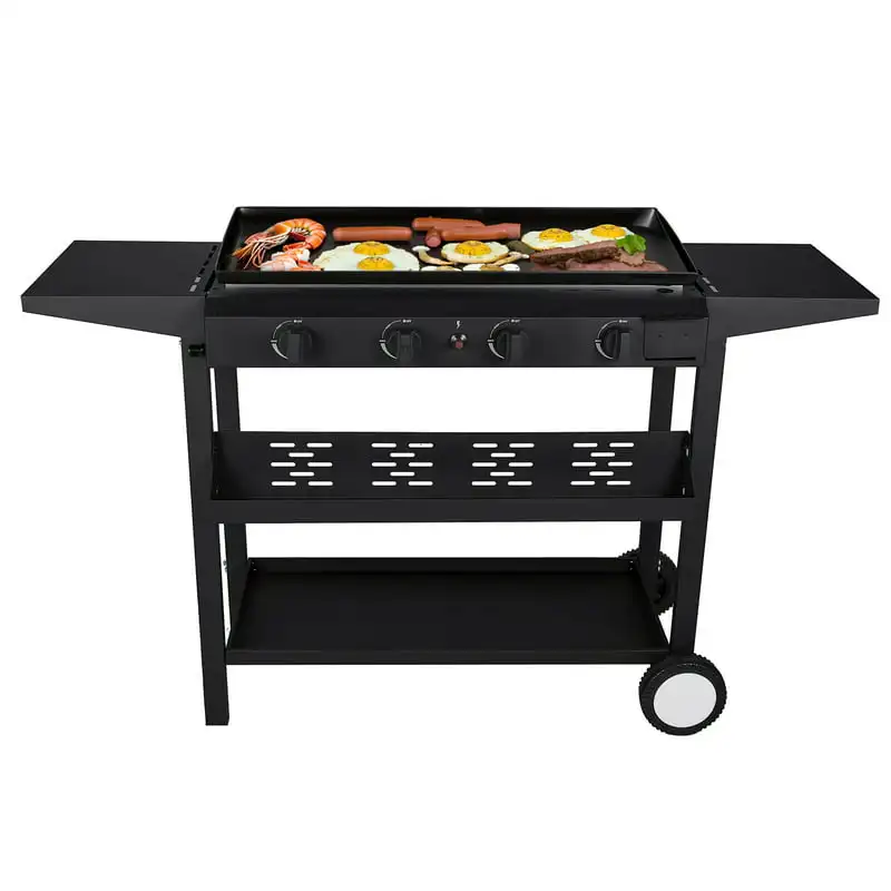 

Gas Griddle Grill 4-Burner Propane BBQ Grill Outdoor Cooking Station, Black