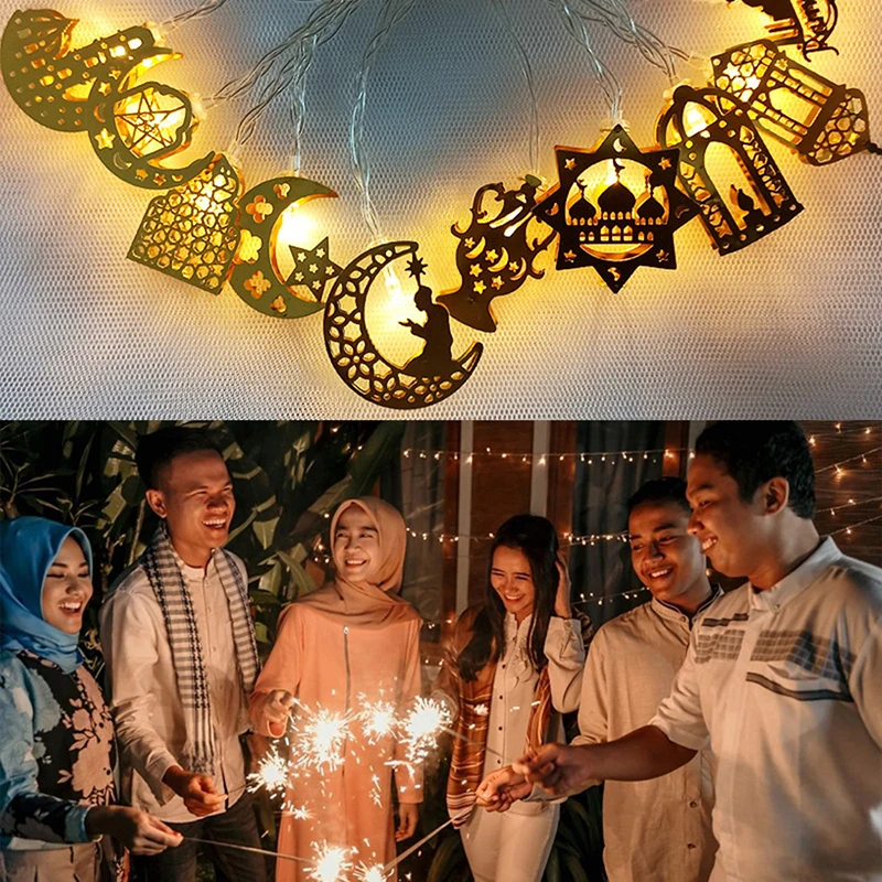 Рамаданские украшения Луна Звезда Светодиодные огни с надписью «Эйд Мубарак» на русском языке для дома, ислама, мусульман, Хаджа Карима, Аль-Адха, украшений фонаря.