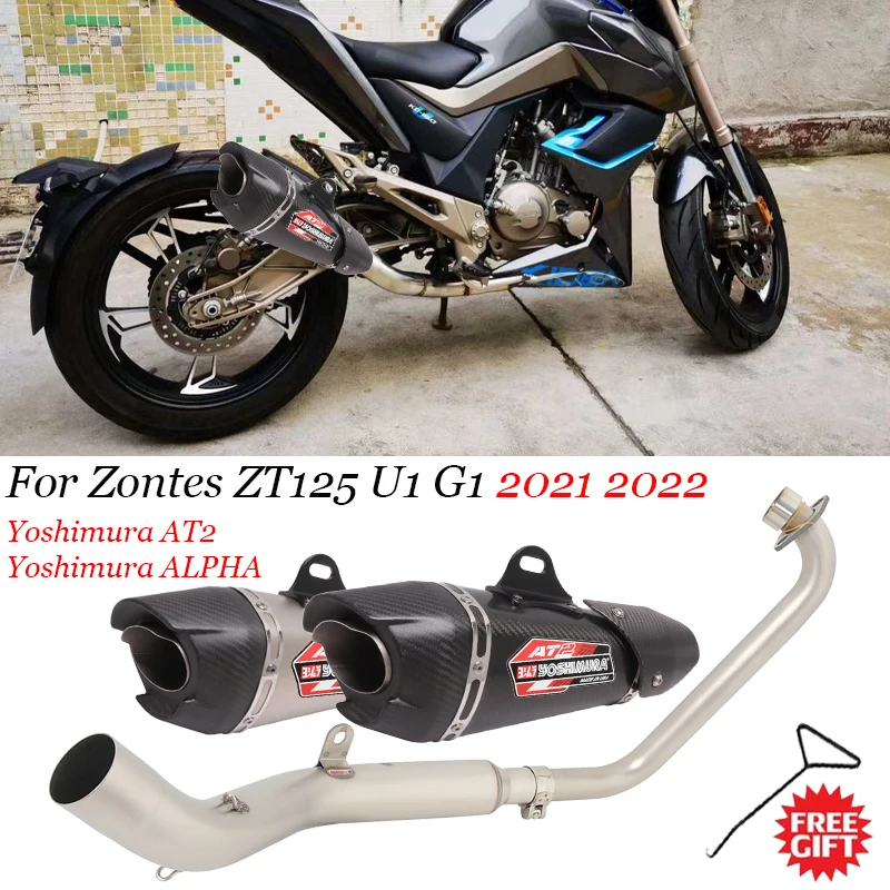 

Для zontes ZT125 U1 G1 Z1 Z2 2021 2022 выхлопная труба мотоцикла полная система модификации с катализатором Yoshimura AT2 Alpha глушитель