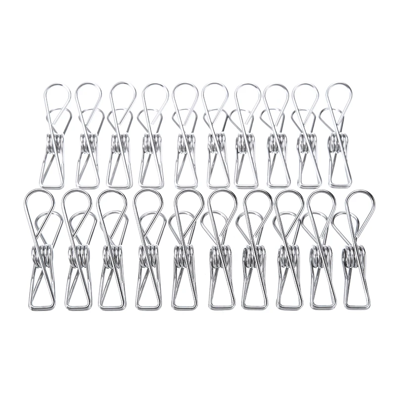 

60PCS Stainless Steel Clothes Pegs Hanging Clip Pins Laundry Windproof Clamp Household Clothespin Holders Clothing Clamps