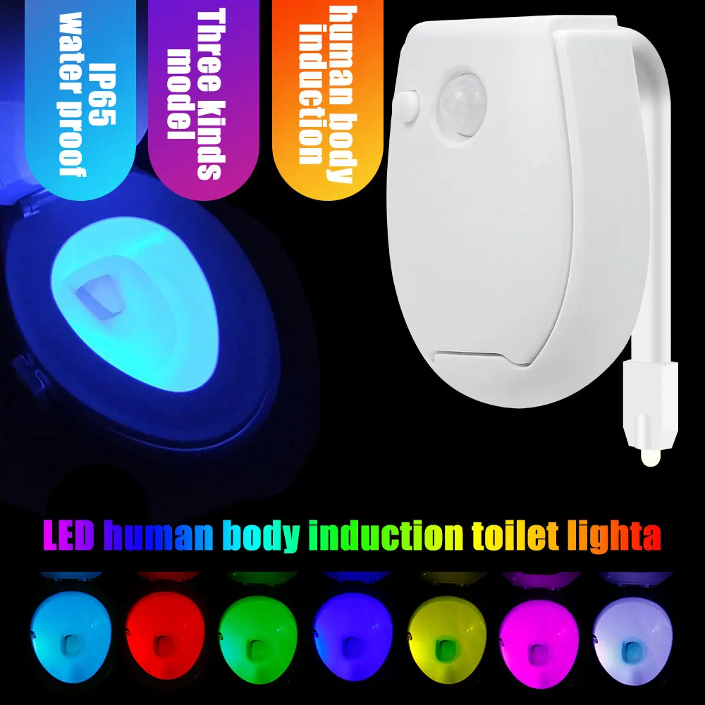 

7 Color Smart PIR Motion Sensor Toilet Night Light Lamps Waterproof Backlight For Bowl LED Luminaria Lamp WC Light Home Supply