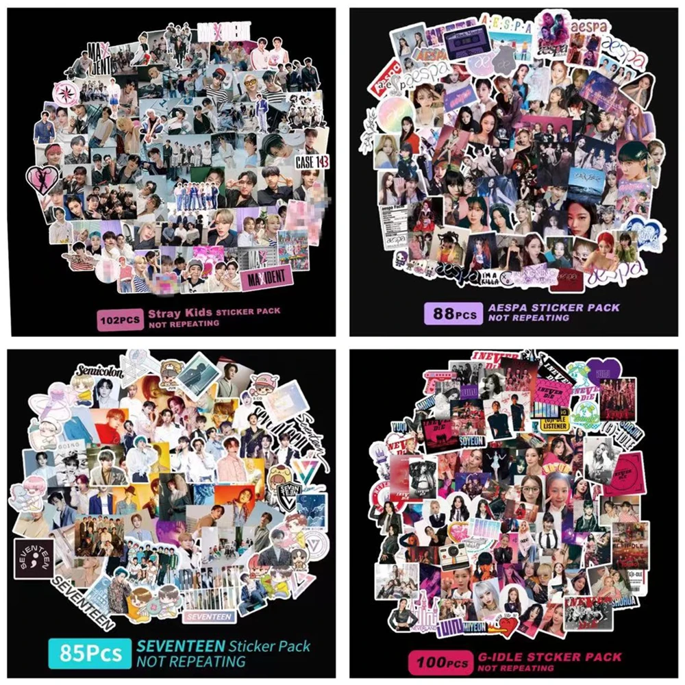 

Kpop IVE Gidle TWICE Stray Kids GOT7 SEVENTEEN Mamamoo New Album Stickers Kawaii Idol Group Star Stickers Set Fans Gift